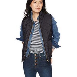 J Crew Women's Black Quilted Vest